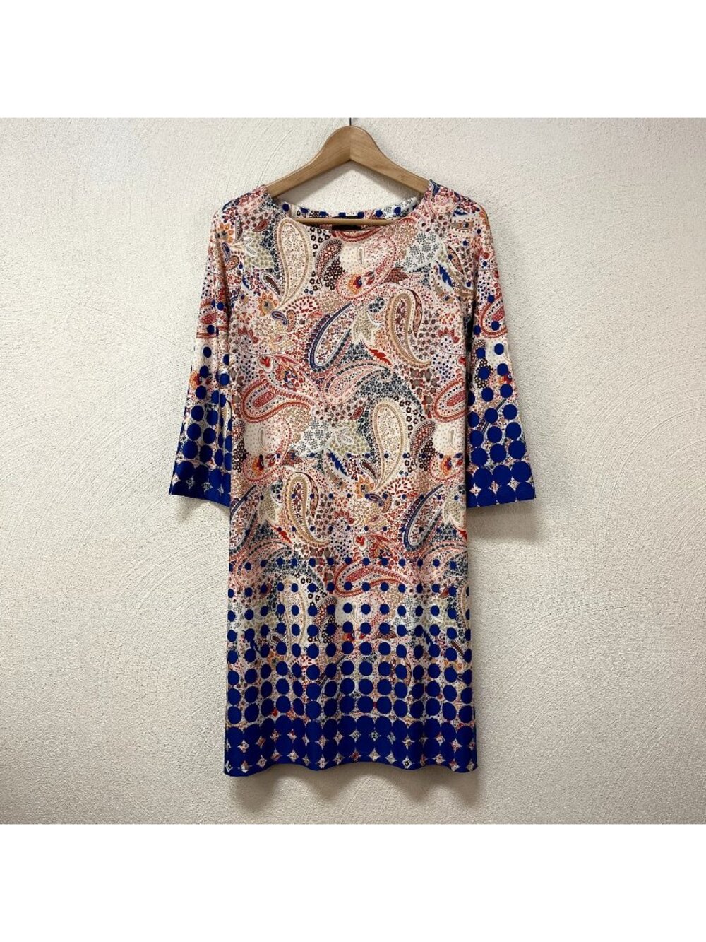 ISLE by Melis Koran Blue & Orange Paisley Summer Dress sz Small